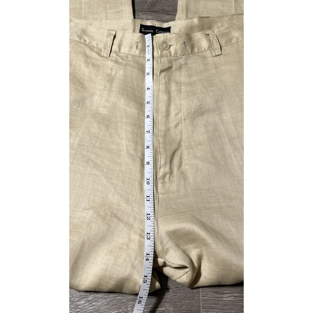Godbody Collection Men's 100% Linen Straight Leg Pants in Beige Size 36x29